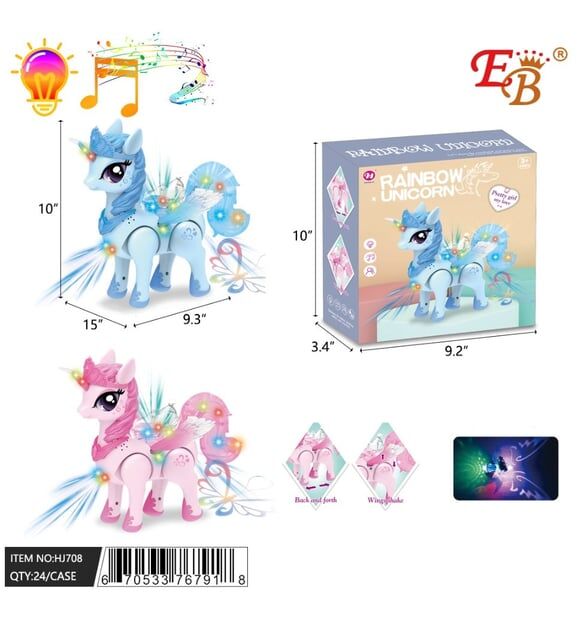 KUTULU RAİNBOW UNİCORN PİLLİ PONY AT KL.48
