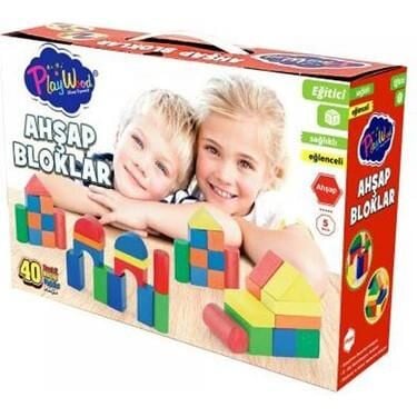 KUTUDA 40 PARÇA AHŞAP RENKLİ BLOKLAR KL.24