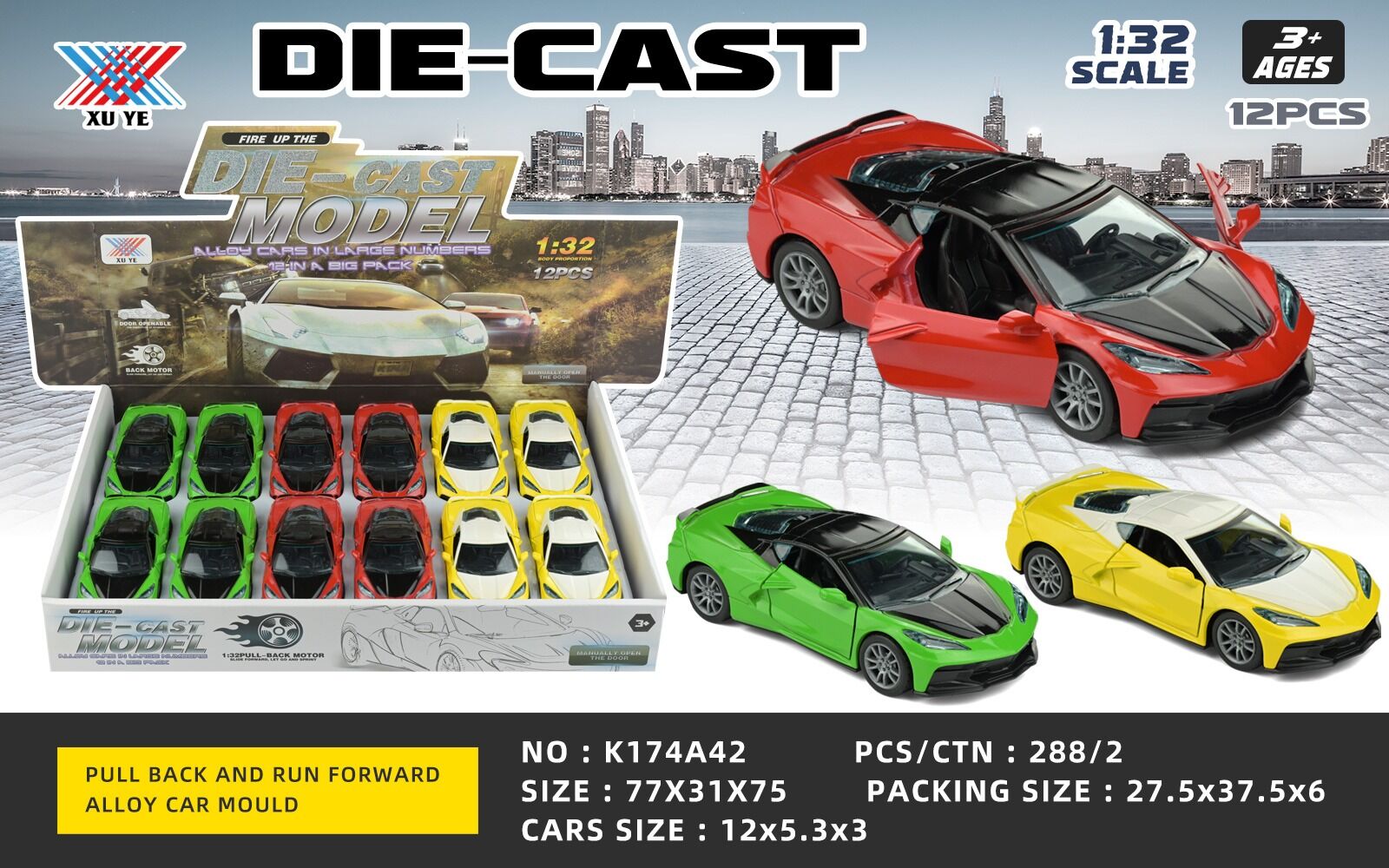 DİSPLAYDE METAL CORVETTE ÇEKBIRAK ARABA PK:12 KL.144