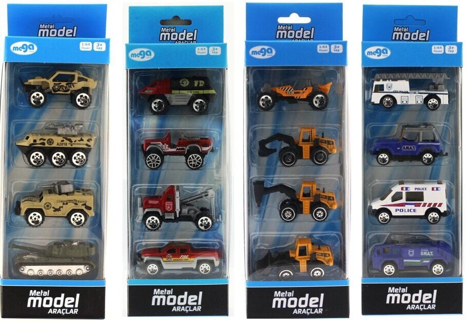 KUTUDA 4 LÜ DİE CAST METAL ARABA SET KL.180