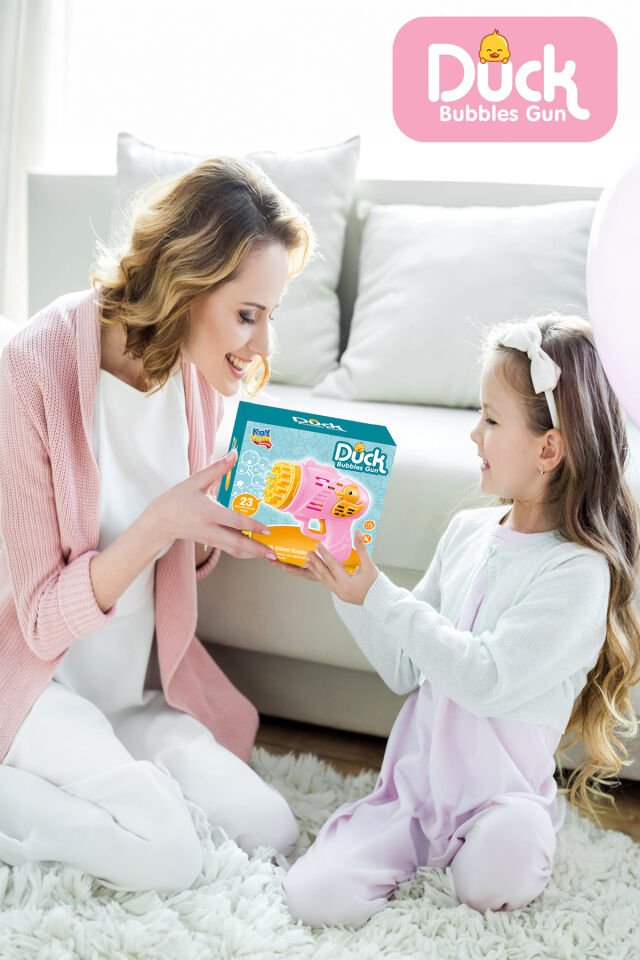 ÖRDEKLİ PİLLİ KÖPÜK TABANCASI MAVİ KL:36