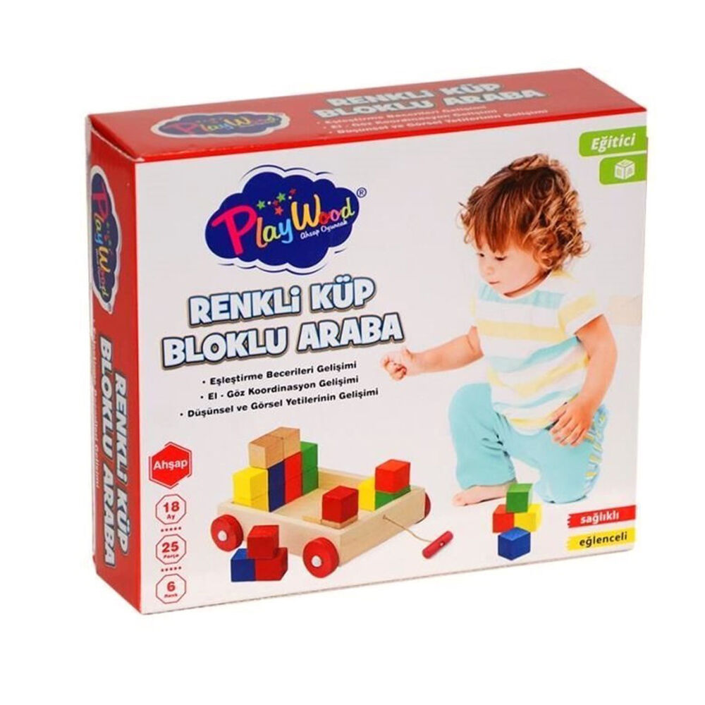 KUTUDA AHŞAP RENKLİ KÜP BLOKLU ARABA KL.36