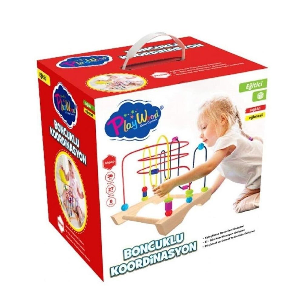 KUTUDA AHŞAP BONCUKLU KOORDİNASYON OYUNU KL.18