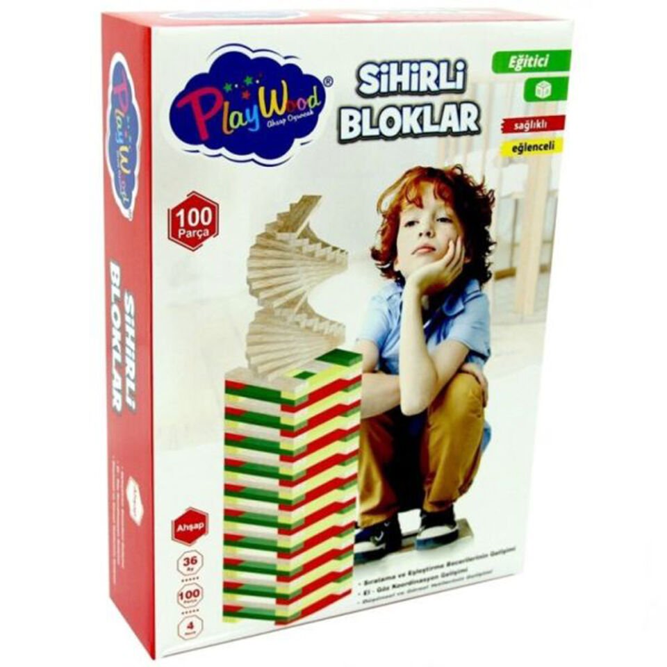 KUTUDA AHŞAP 100 PRÇ SİHİRLİ BLOKLAR KL.24