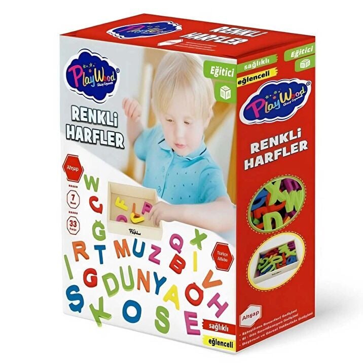 KUTUDA 33 PRÇ AHŞAP RENKLİ HARFLER KL.18