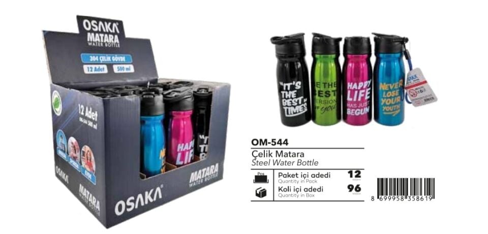 500 ML ÇELİK KAPAKLI PİPETLİ MATARA PK:12KL.96