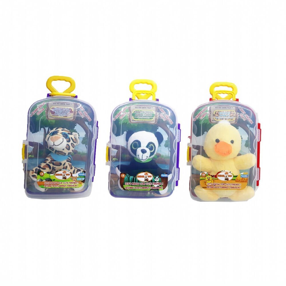 BAVUL TEKLİ PELUŞ HAYVAN ANLATIM KARTLI TR-ENG