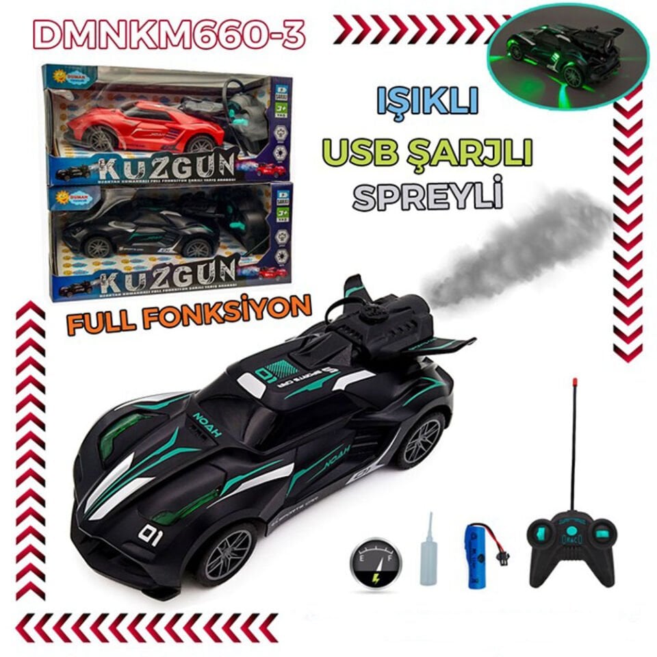 KUZGUN DUMAN ÇIKARAN ŞARJLI KUMANDALI ARABA KL.48