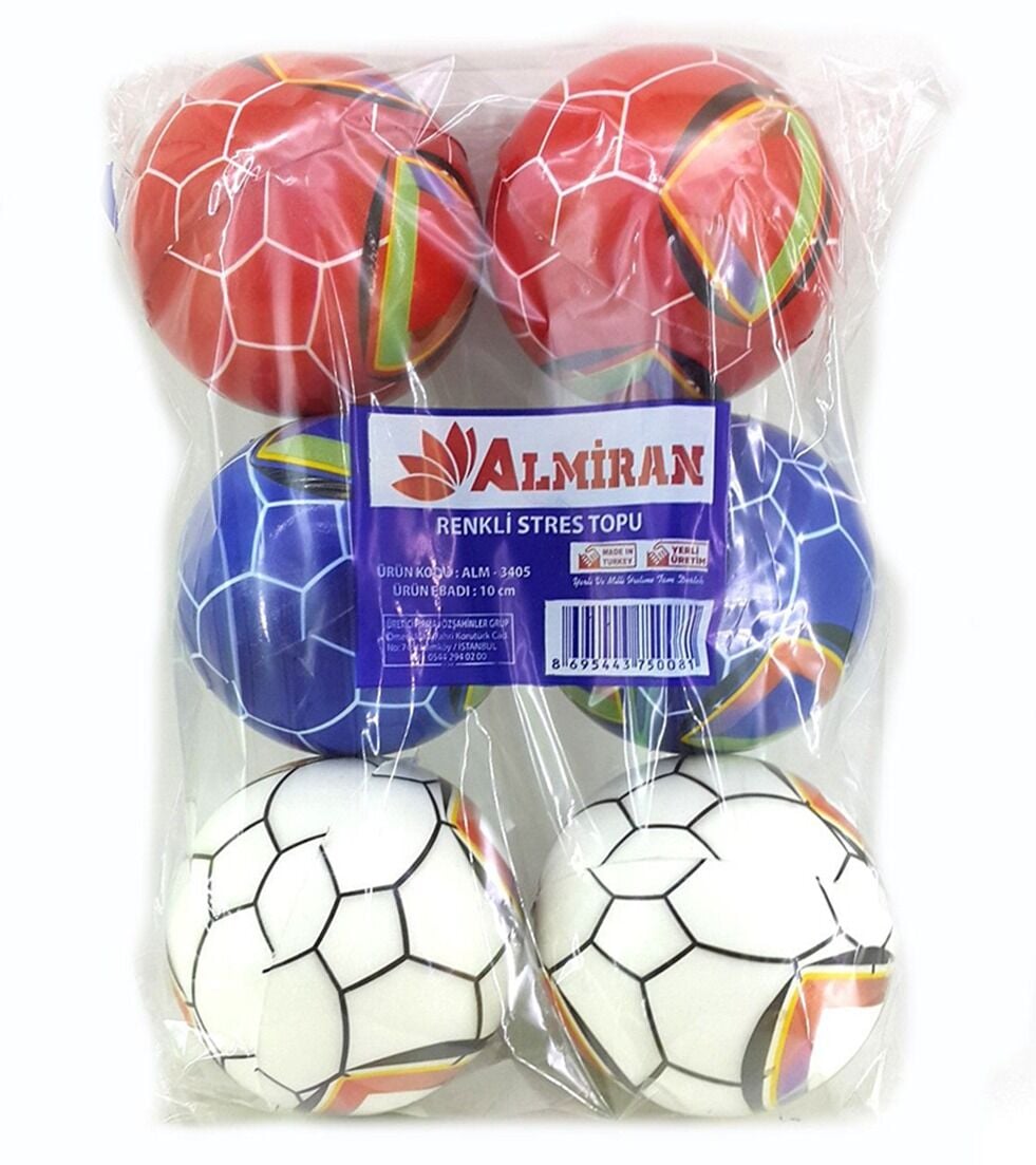 STRES TOPU BÜYÜK RENKLİ 10 CM PK:6