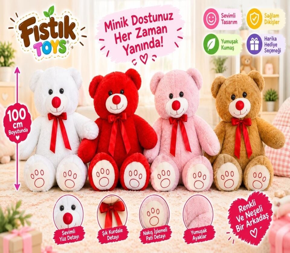 100 CM PELUŞ AYICIK (FISTIK) KL.7