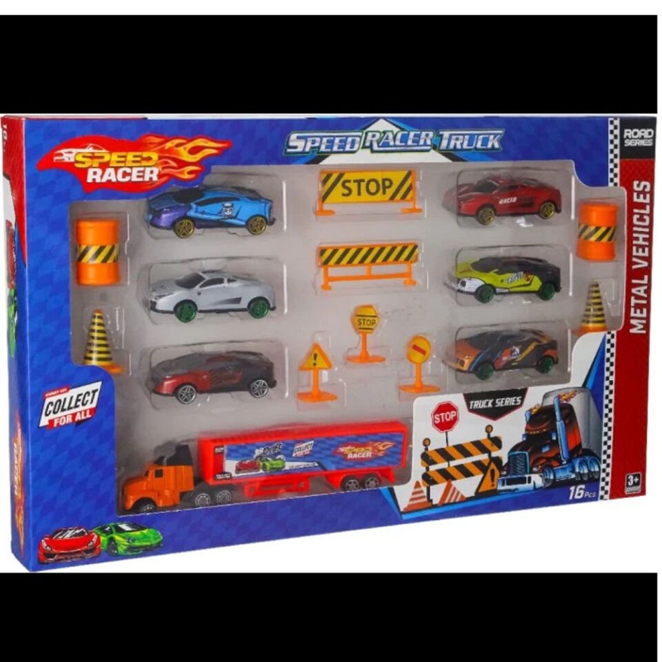 TOYSAN TIR SETİ TRAFİK LEVHALI 6 LI METAL ARABALI
