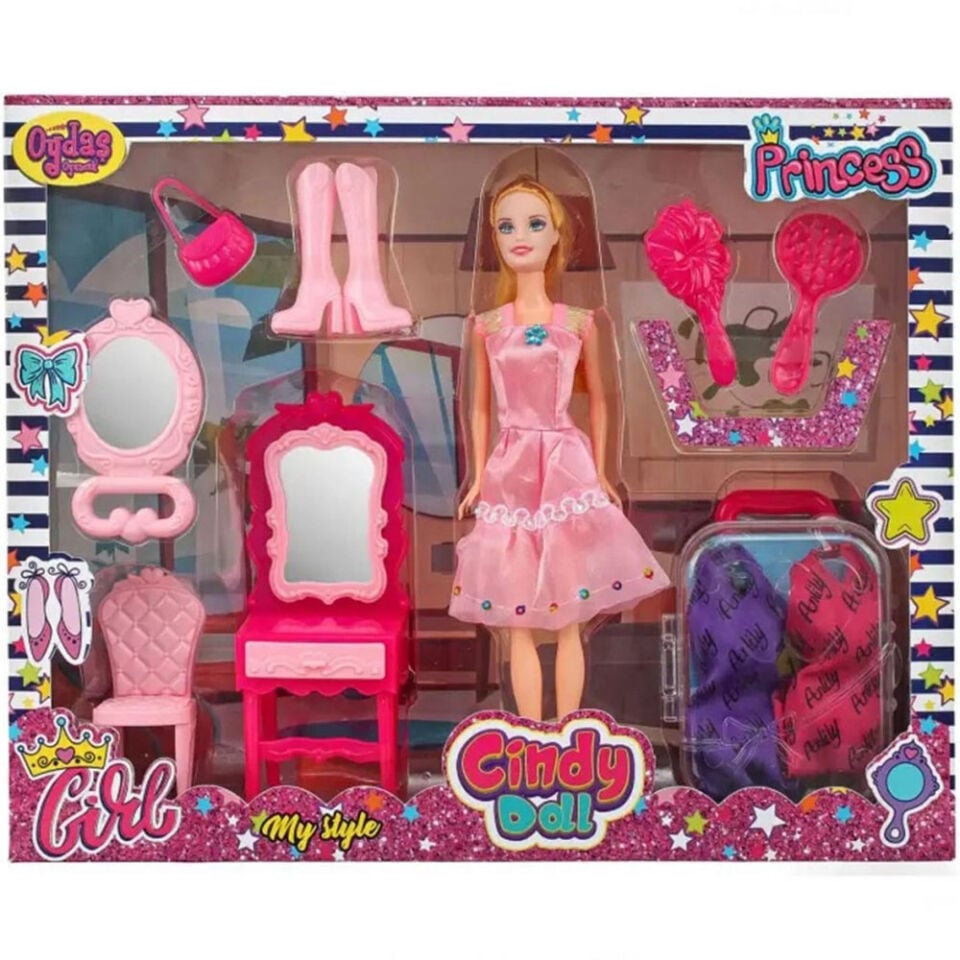 02454 CİNDY DOLL MAKYAJ MASALI BAVULLU BEBEK KL.12