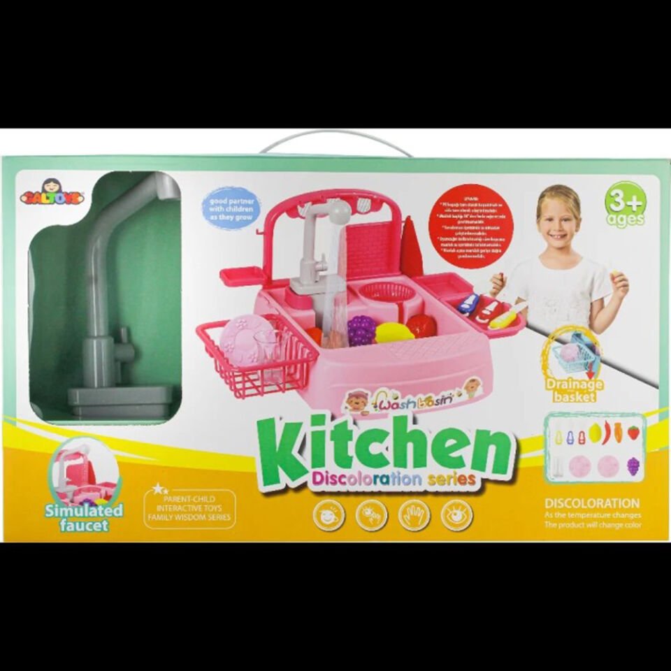 PİLLİ MUTFAK LAVABOSU PEMBE KL.12