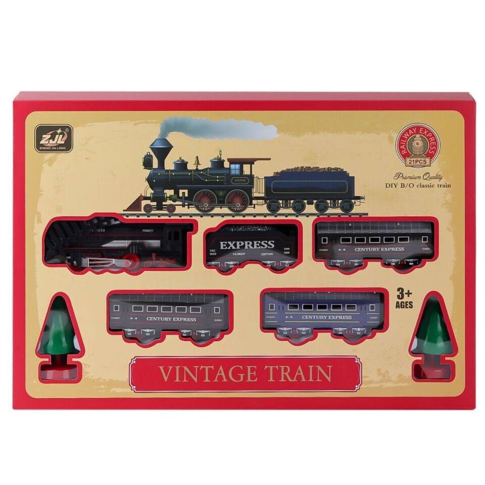 KUTULU VİNTAGE TRAİN 21 PARÇA PİLLİ TREN SETİ KL.18