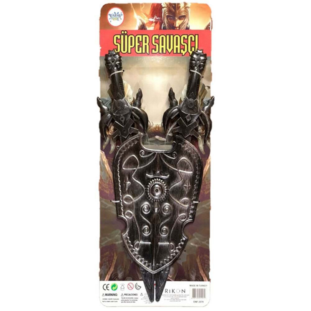 SÜPER SAVAŞÇI İKİLİ KILIÇ KALKAN SETİ KL.66