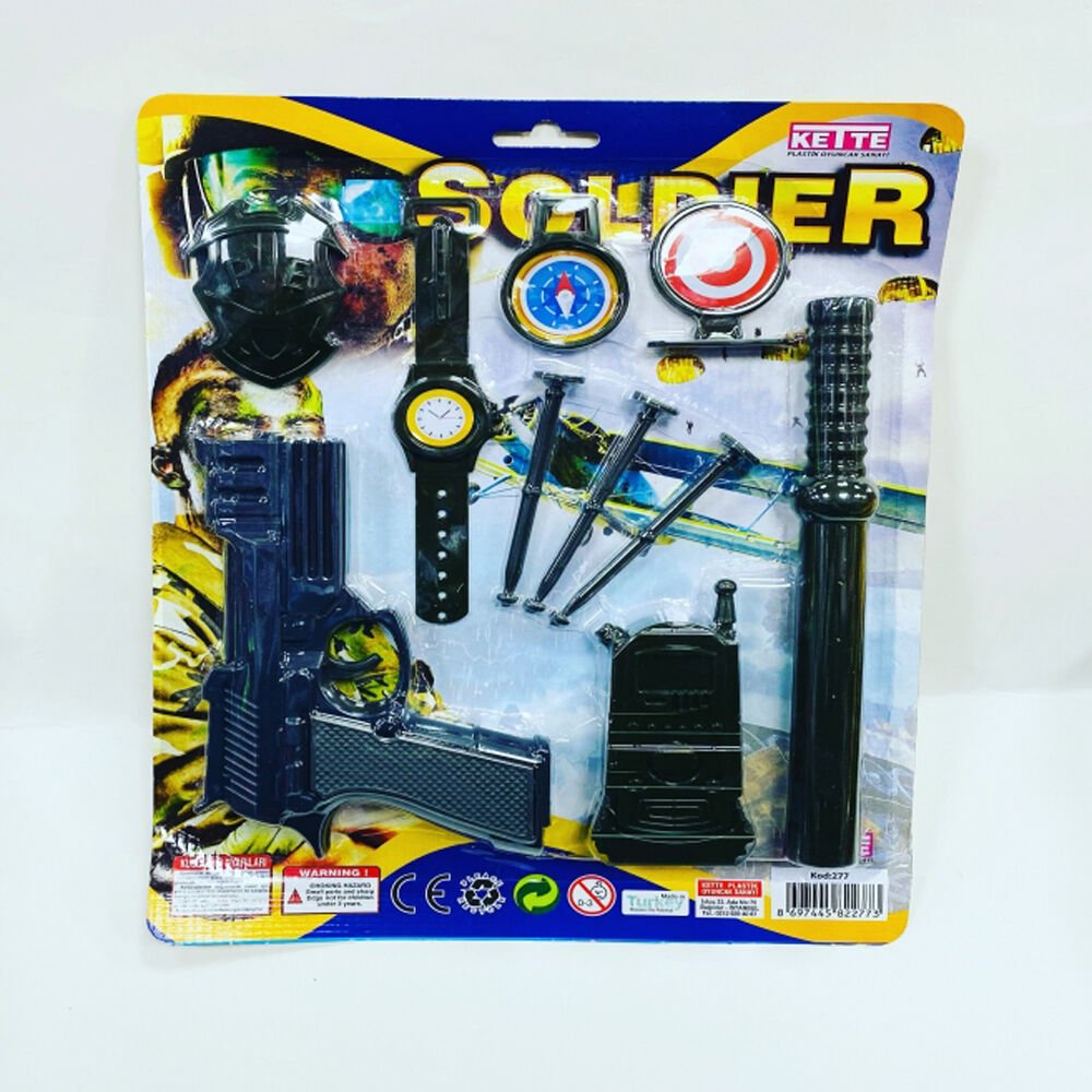 KARTELADA SAATLİ ORTA BOY TABANCA SETİ KL.40