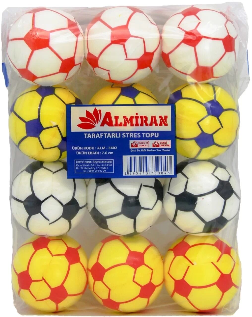 STRES TOPU ORTA TARAFTAR 7,6 CM PK.12